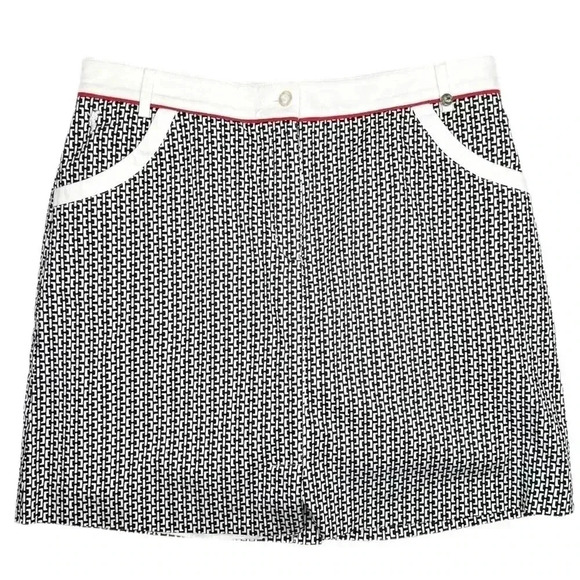 {GOLFINO} Golf Chain Link Print Red Trim Mini Skirt Skort - Picture 1 of 3
